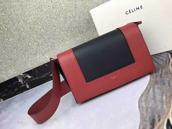 Fake Celine Frame Color Matching Red & Black Shoulder Bag Messenger Bag 180263
